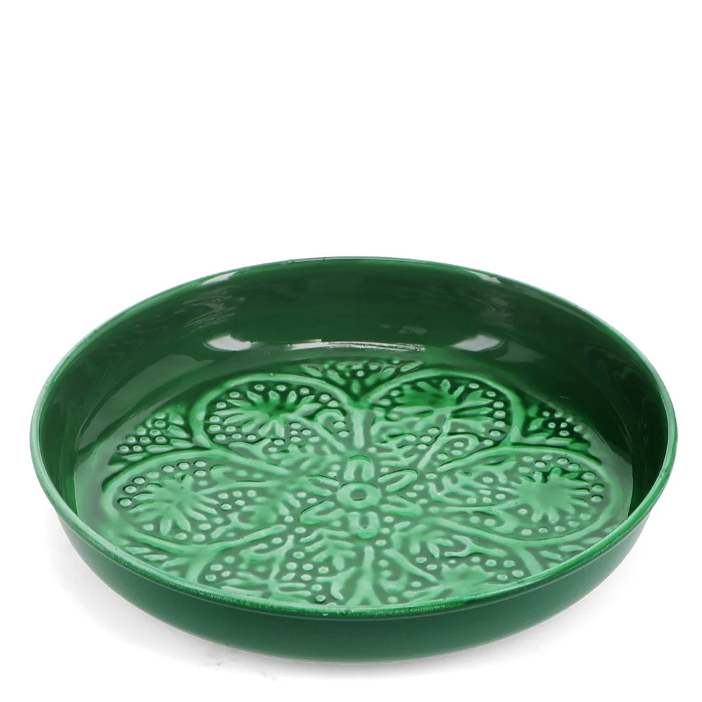 Dark Green Round Enamel Trinket Dish