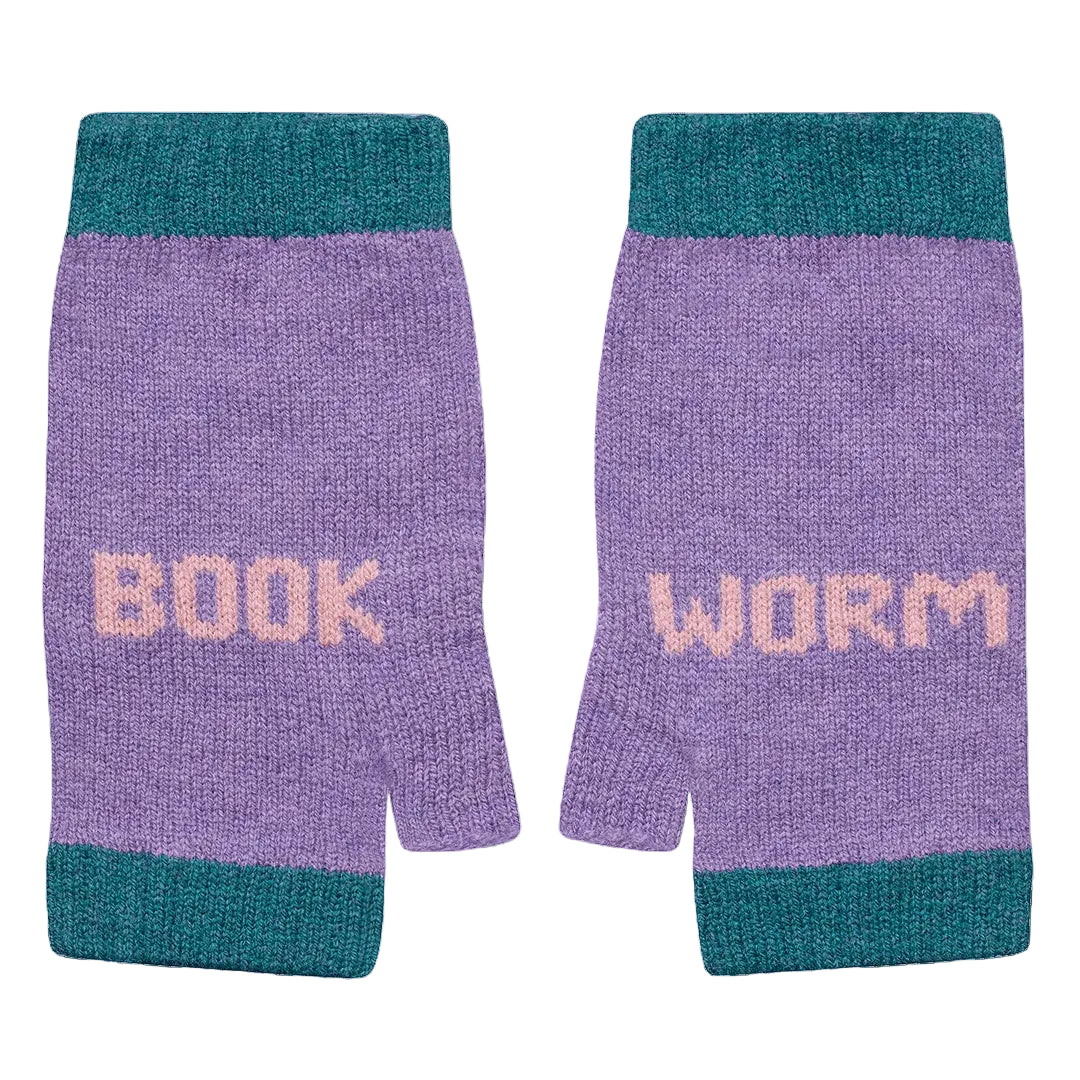 Book Worm Wool Mittens Violet & Calamine