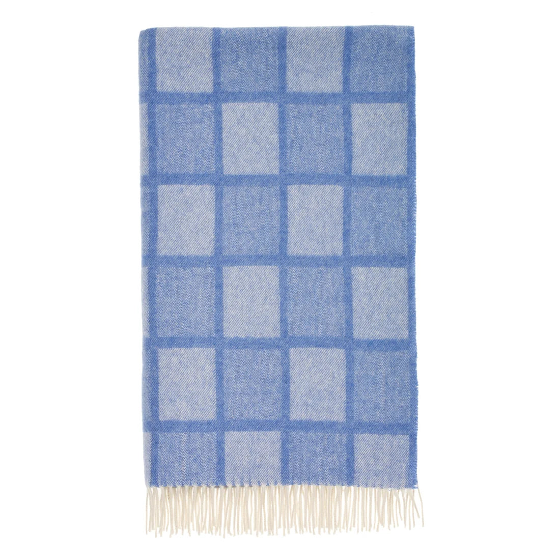 Windowpane Blue/White Merino Wool Blanket