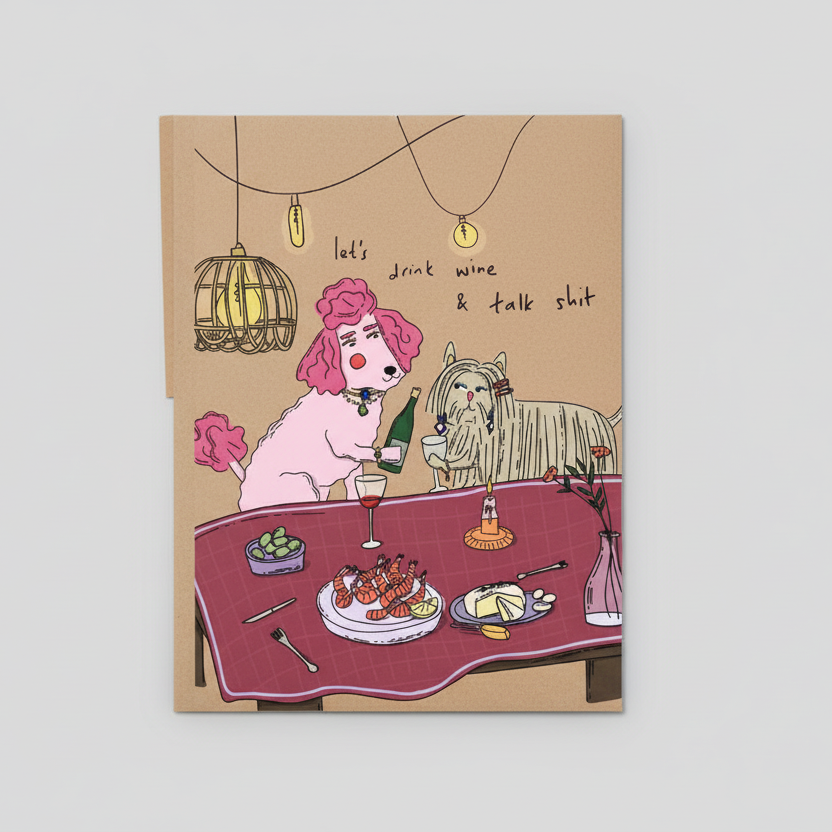 Drink wine and talk shit card
