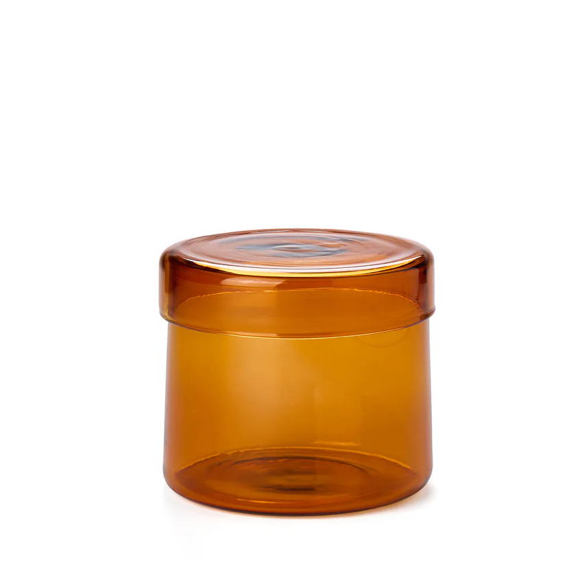 Small Lided Storage Pot (H6.5) Amber