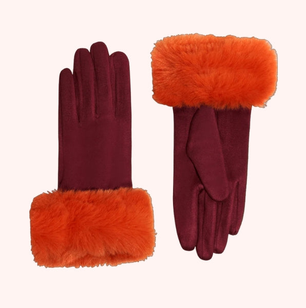 Bettina Gloves with Faux Fur Cuff