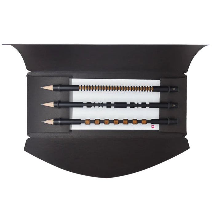 Pencils laser set of three in brown gift wallet