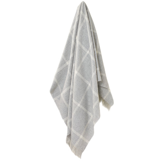 Windowpane grey Merino throw