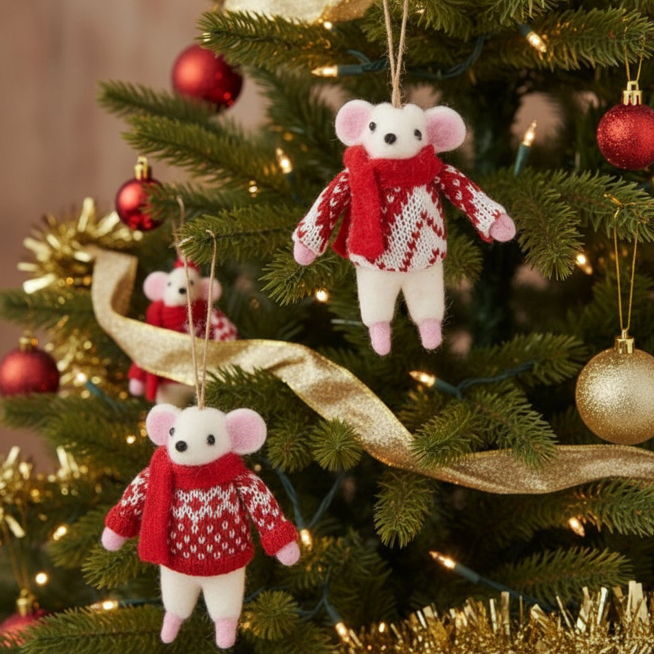 White Mouse with Jumper Decoration (2 Assorted Designs)