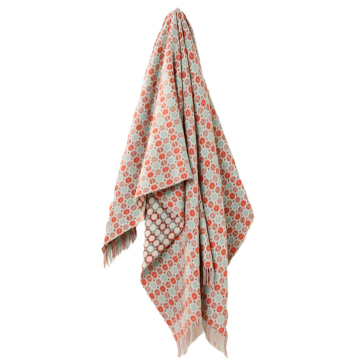 Spotted Coral and Mint Milan Merino throw