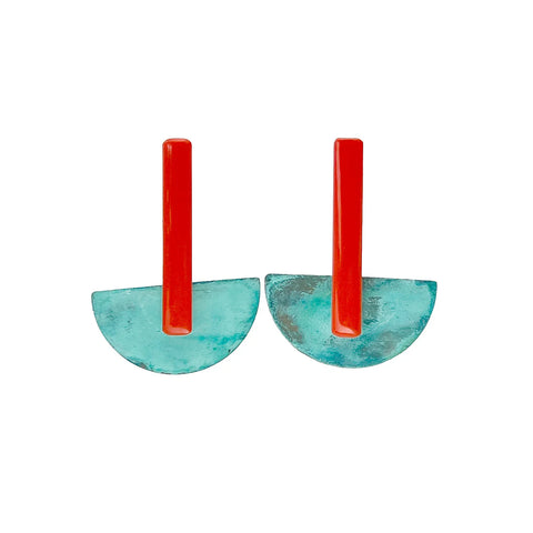 Patina & Papaya Mix Sailboat Earrings