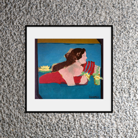 Beatriz González Naiad and Water Lilies Mounted Print (30 x 30cm)