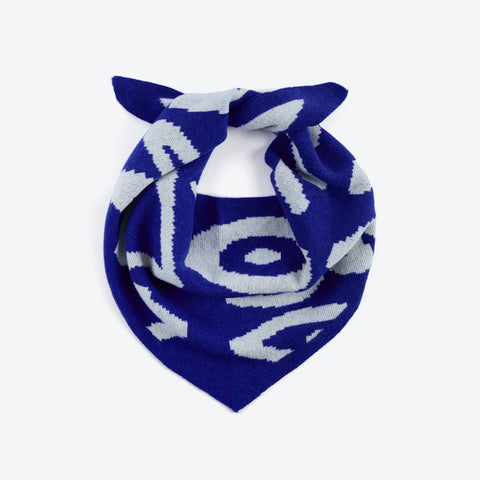 90s Doodle Blue Wool Triangle Scarf
