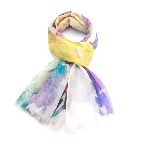 Watercolour Abstract Floral Purple Scarf