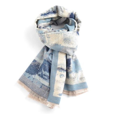 Watercolour Squares Blue Scarf