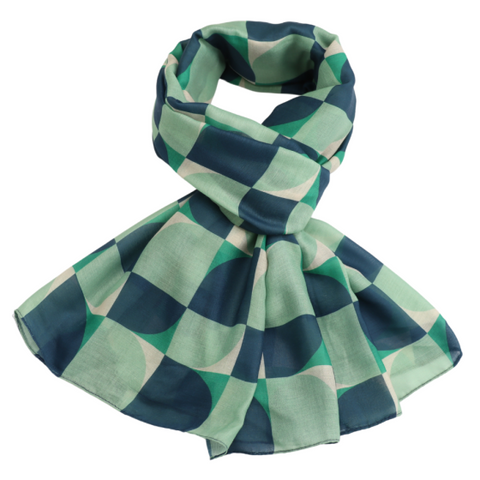 Geo Curves Green Scarf