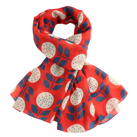 Retro Dandelions Red Scarf