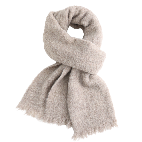 Plain Beige Teddy Wool Scarf