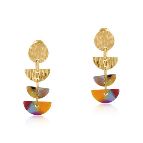 Sophia Geometric Metal & Resin Dangle Earrings