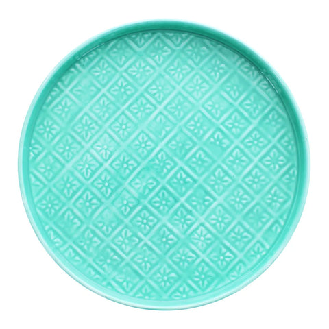 Large Aqua Round Enamel Trinket Tray