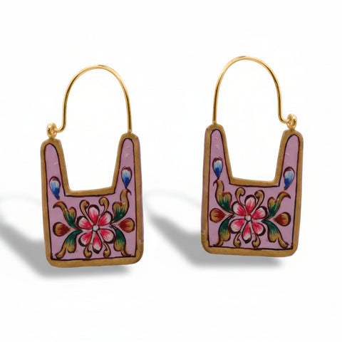 Vasanti Light Pink Hand Painted Enamel Earrrings
