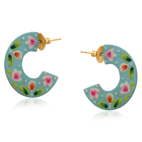 Pallavi Mint Hand Painted Enamel Earrings