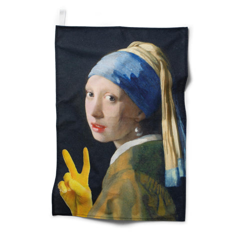 Girl With a Yellow Glove Tea Towel