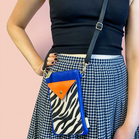 Animal Zebra Print Blue Small Cross Body Bag