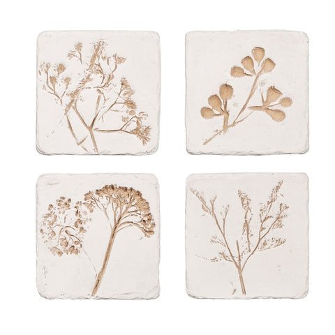 Flower Imprint Coasters (Set of 4)