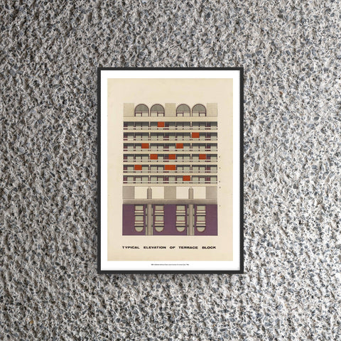 Elevation of a Terrace Block A3 Art Print