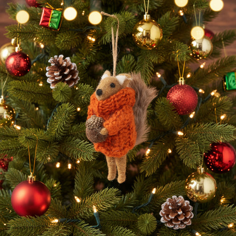Squirrel in Orange Jumper Decoration