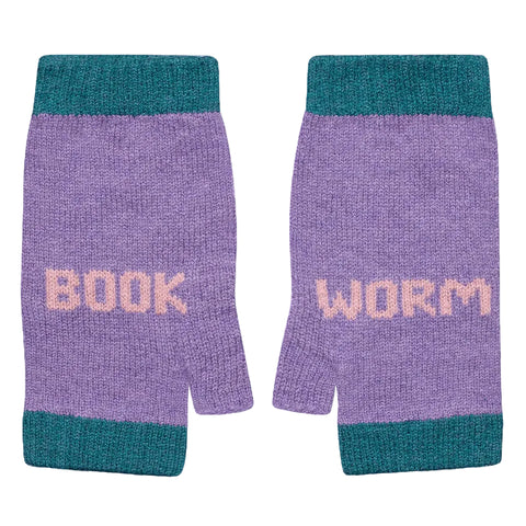 Book Worm Wool Mittens Violet & Calamine