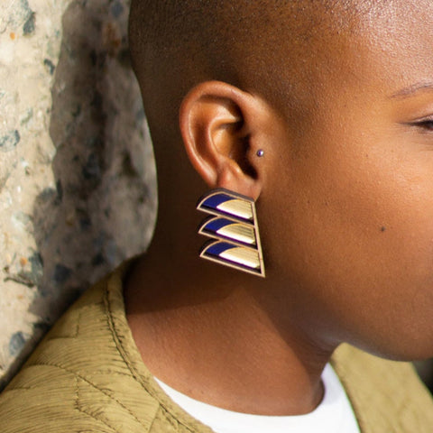 Chalk x Barbican serrated balcony earring navy