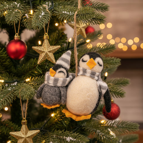Mum & Baby Penguin Felt Decoration