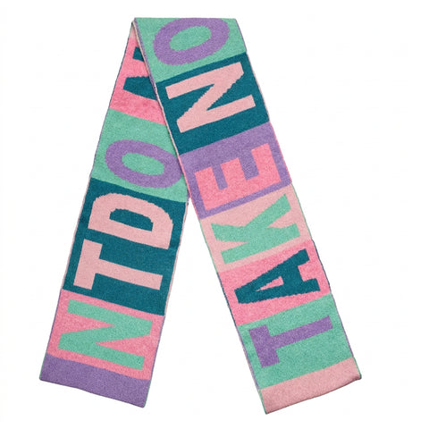Do No Harm Take No Shit Wool Scarf Violet & Teal