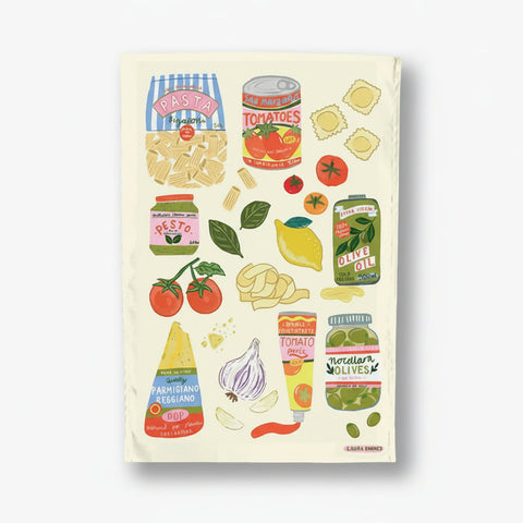 Italian Ingredients Tea Towel