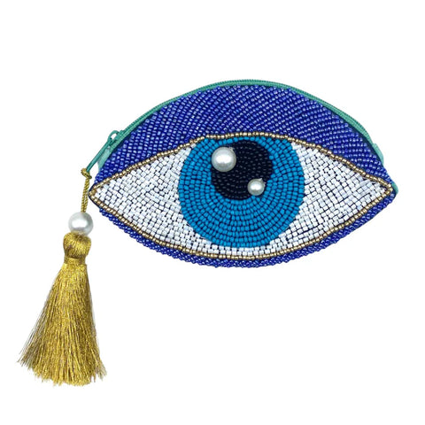 Glimmer Eye Beaded Purse w/Tassel