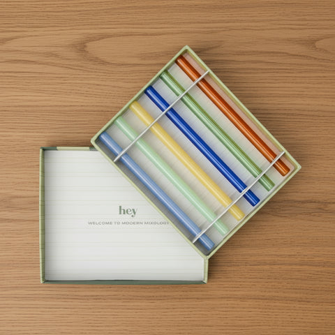 Coloured Glass Short Straws (Set of 6)