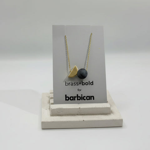 Larvikite and half moon brass necklace