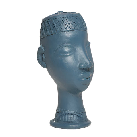 Lobi head sculpture with Hat Steel blue