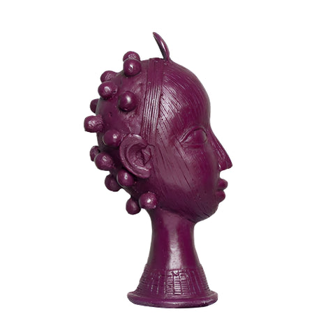 Lobi head sculpture with Bantu knots Indigo