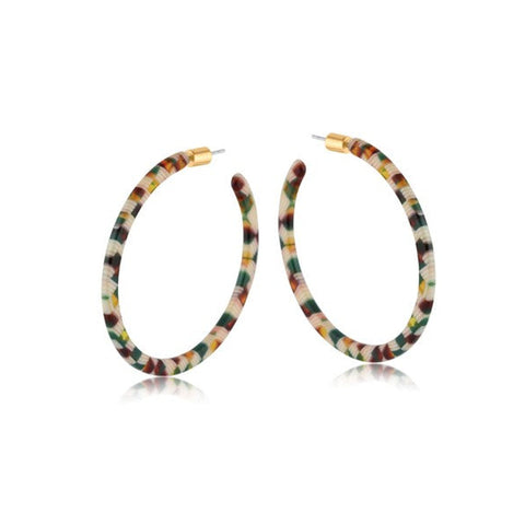Marie Brown & Green Resin Skinny Earrings