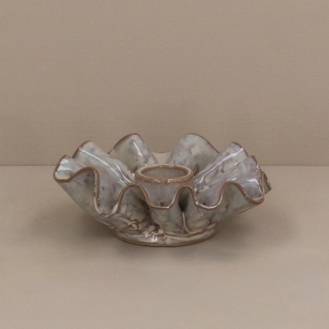 Taupe Porcelain Frill Candle Holder