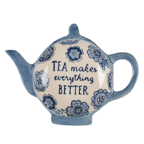Blue Willow Floral Tea Lovers Tea Bag Dish