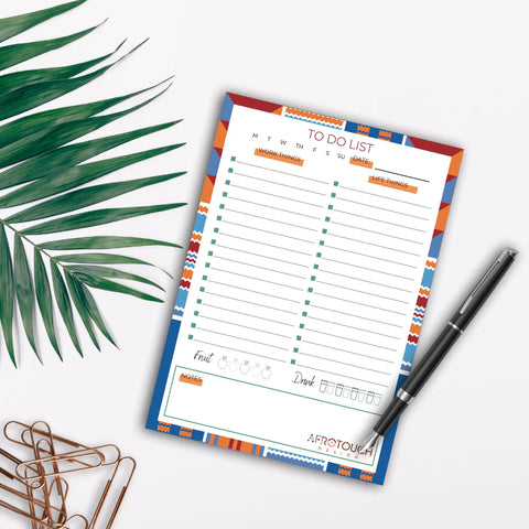 A5 Kente Blue To-Do List