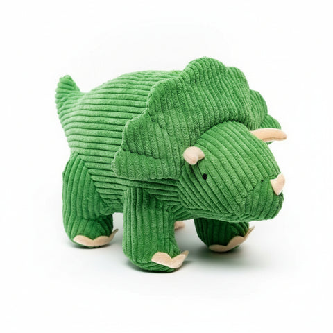 Green Corduroy Triceratops Toy
