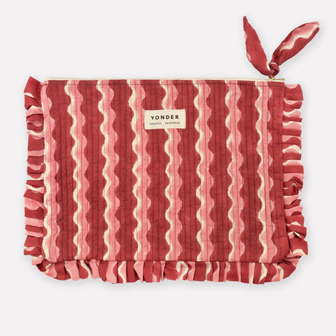 Whirly Jam Red Quilted Frill Pouch