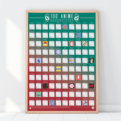 100 Anime Bucket List Scratch Off Poster