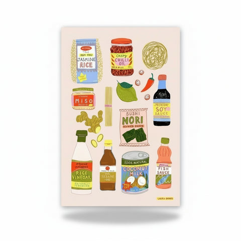 Asian Ingredients Tea Towel