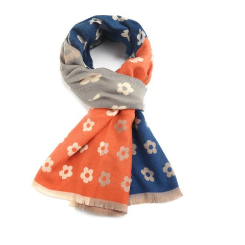 Little Flowers Orange & Blue Scarf