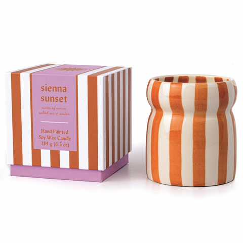 Cabana Rust Striped Sienna Sunset Candle