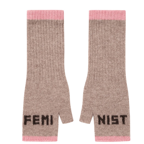Feminist Wool Mittens Mushroom & Cocoa