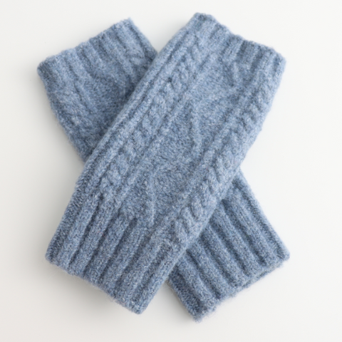 Light Blue Knitted Fingerless Gloves