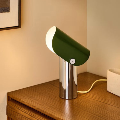 Curve Table Lamp in Chrome & Green